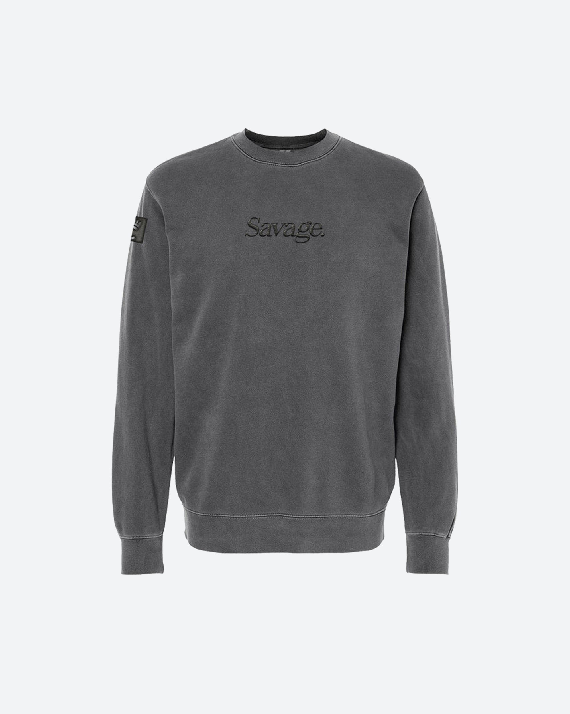 SAVAGE. EMBROIDERED CREW FLEECE